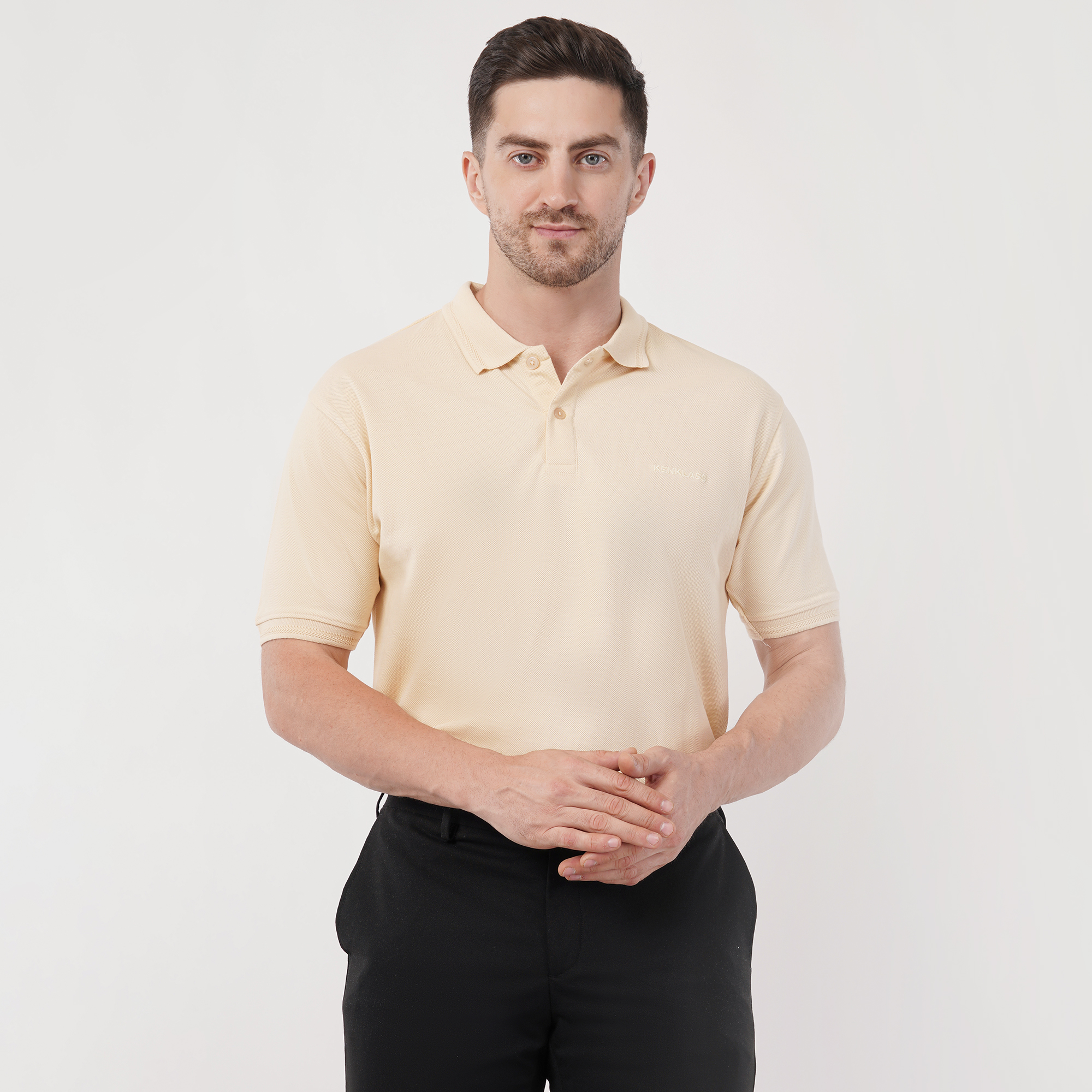 Classic Cream Polo Front Close