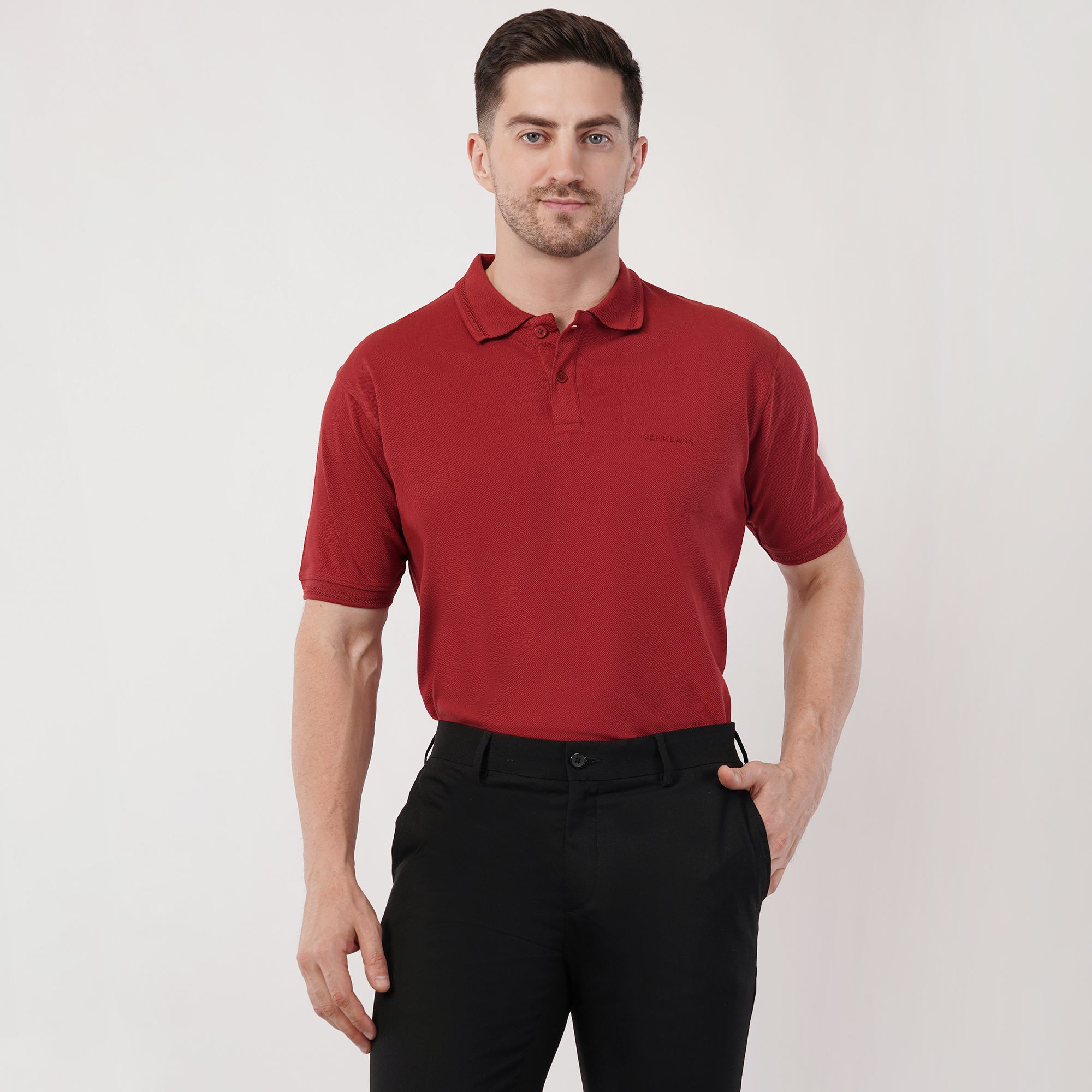 Classic Maroon Polo Front Close